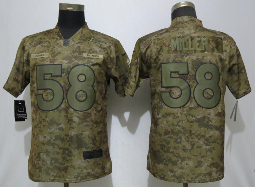 Women Denver Broncos #58 Miller Nike Camo Salute to Service Limited NFL Jersey->women nfl jersey->Women Jersey